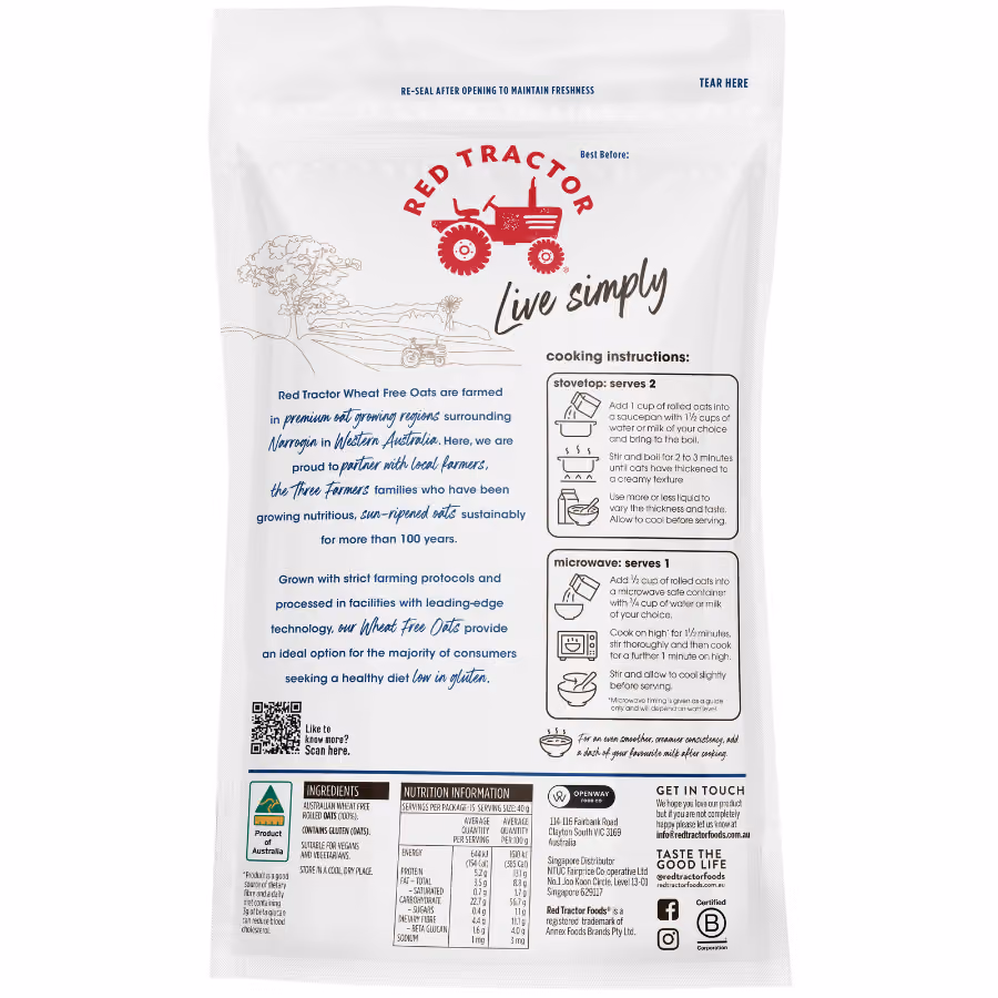 Wheat Free Australian Rolled Oats 600g