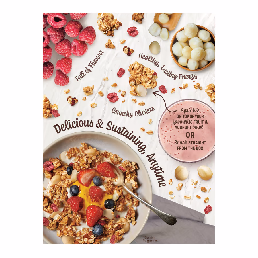 Protein Clusters Low Sugar Raspberry & Macadamia 450g