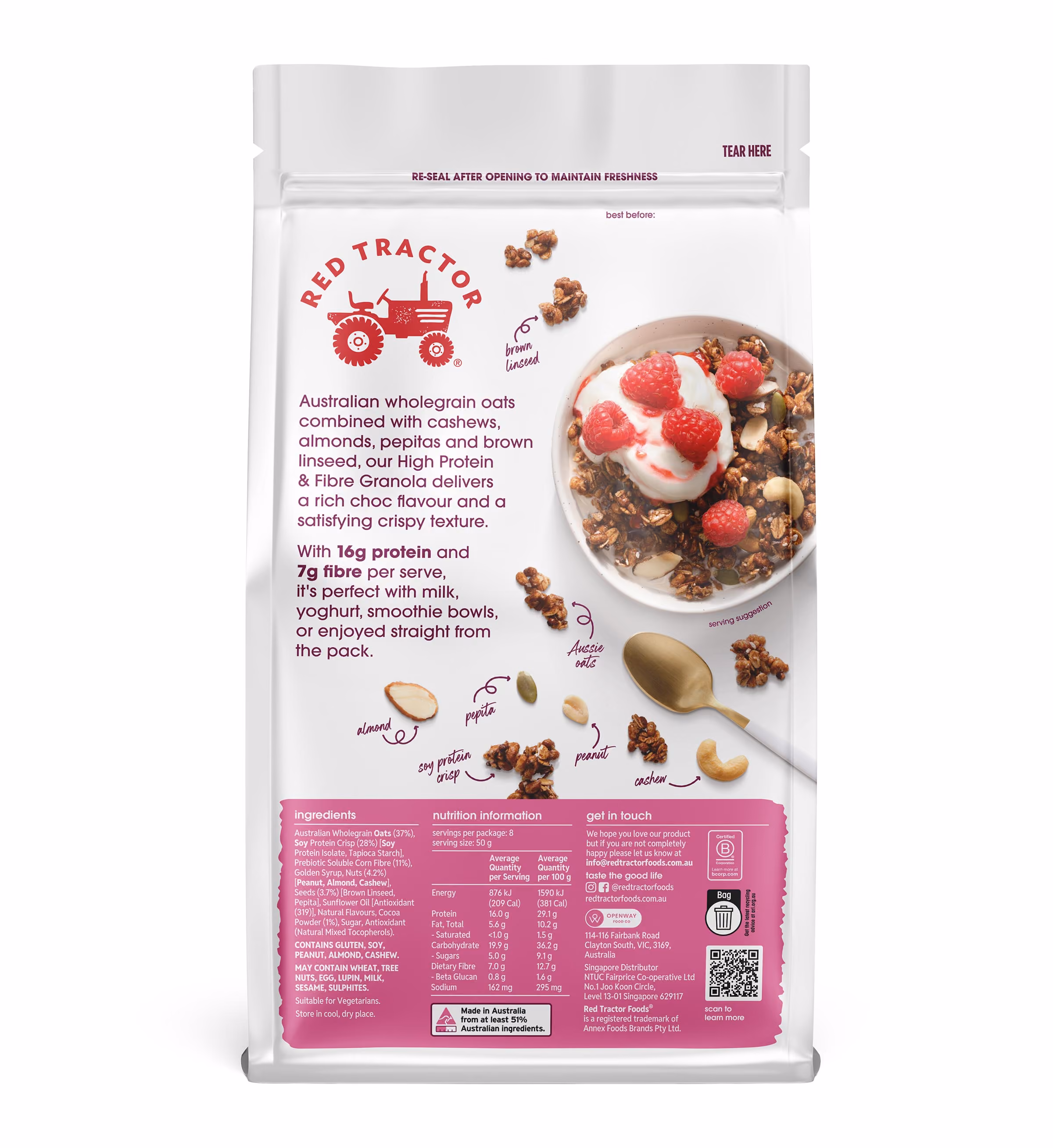 High Protein & Fibre Granola - Choc Nuts & Seeds 385g