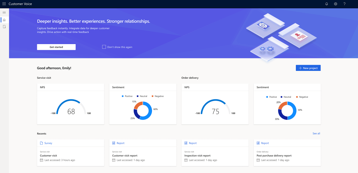 Dynamics Customer Voice dashboard