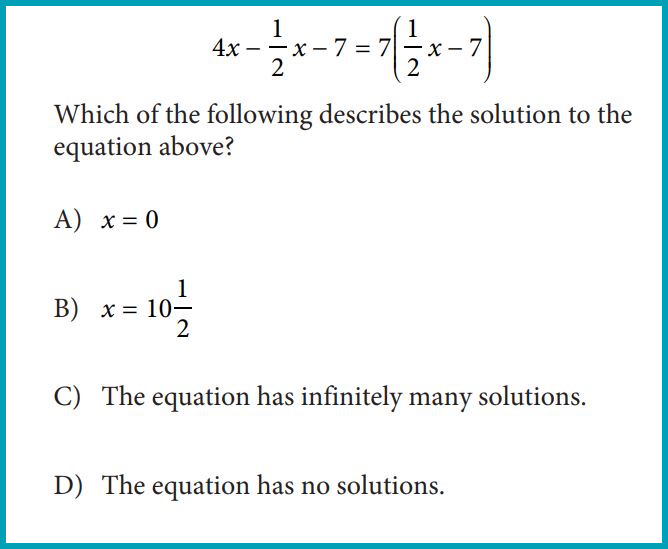 PSAT Math section sample equation and question