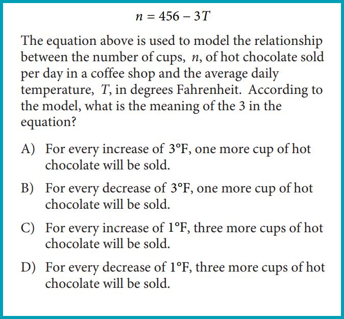 PSAT Math section sample equation and question