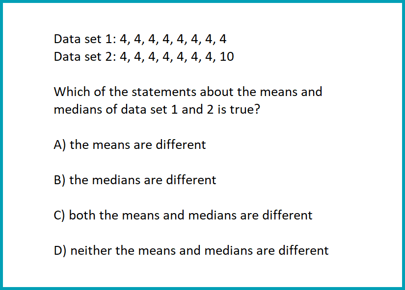 PSAT Math section sample question of spread and center