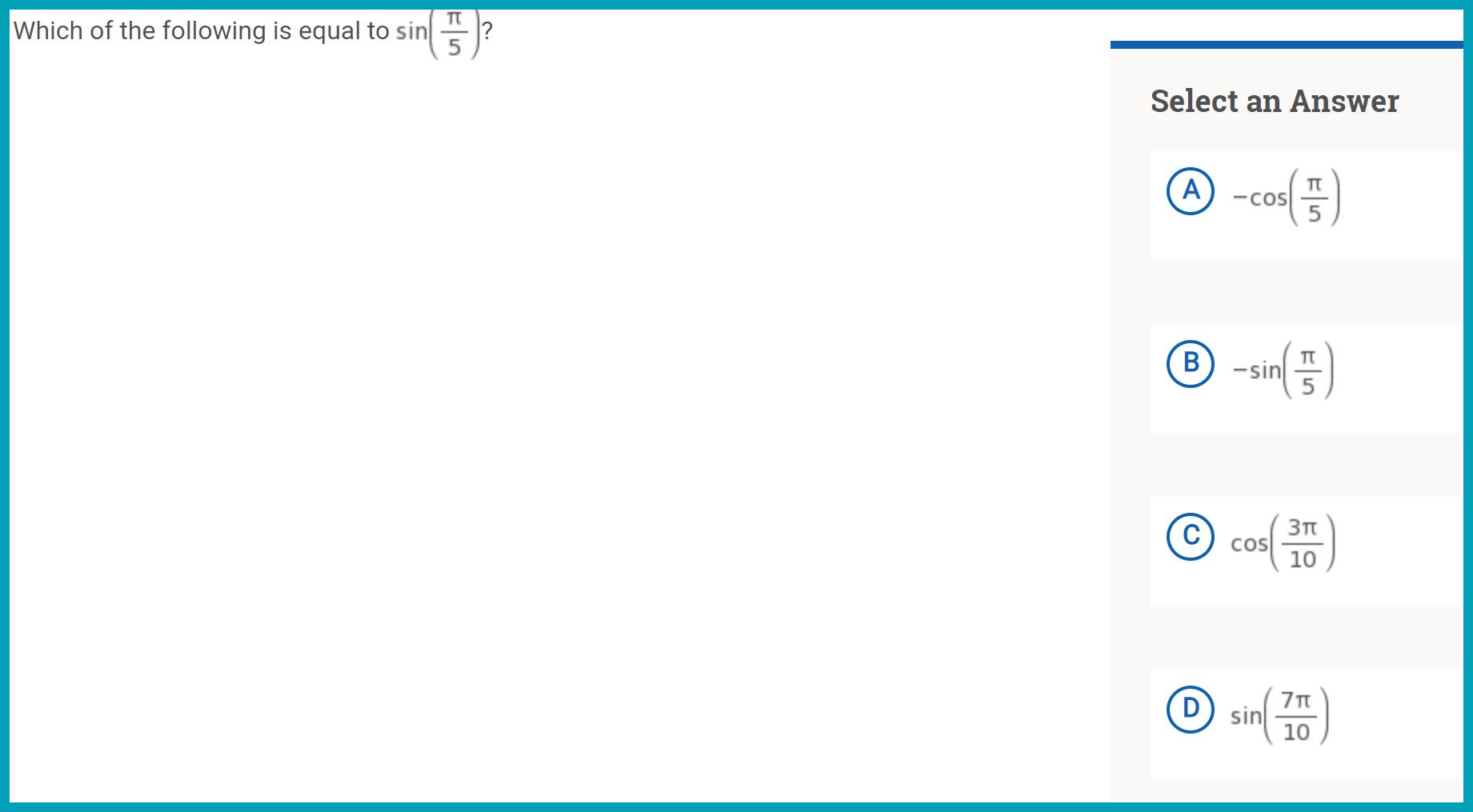 PSAT Math section sample question about right triangles