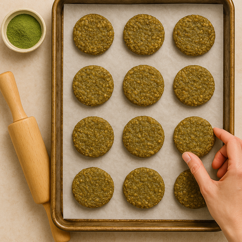 baked moringa cookies on a tray