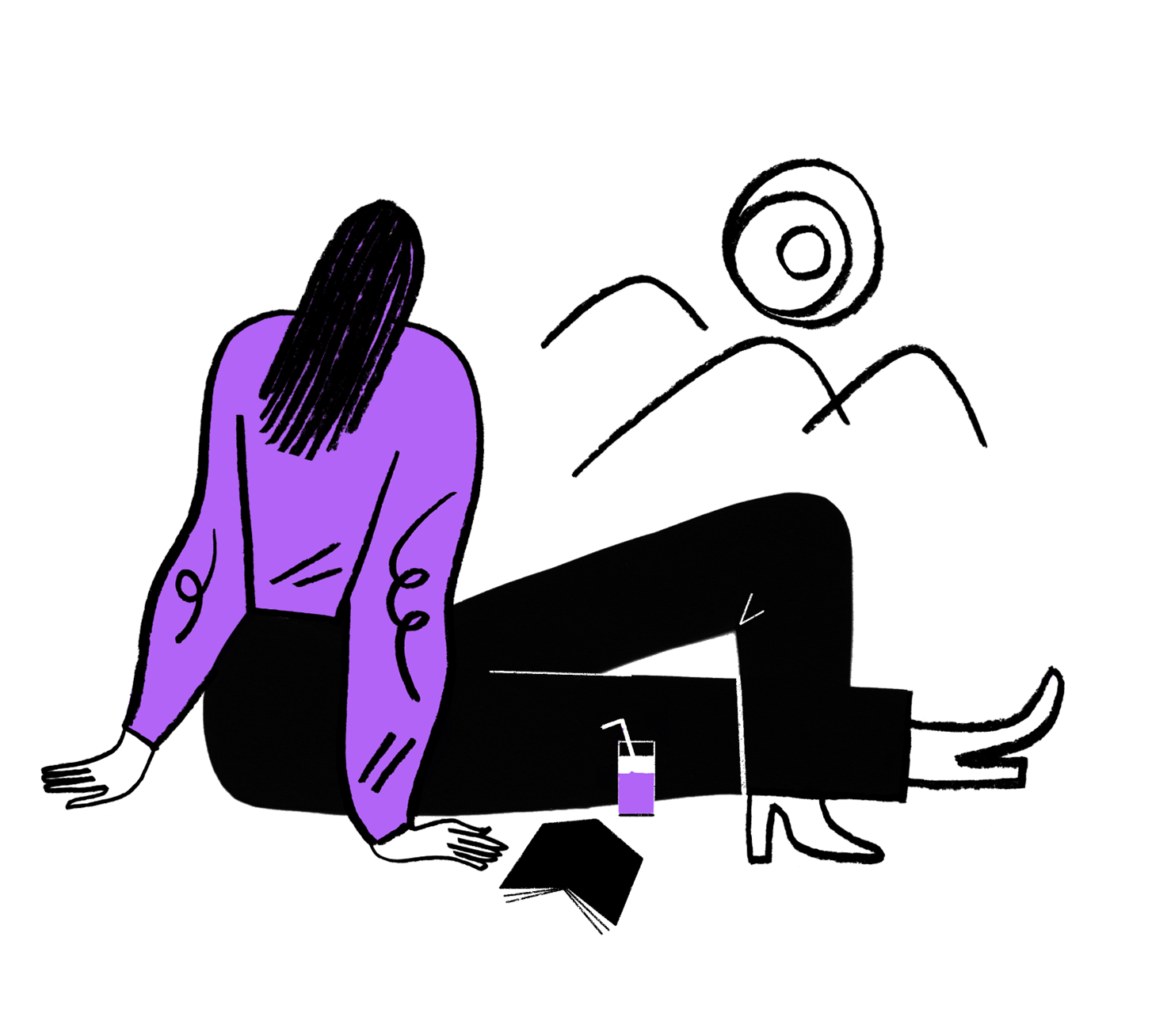 illustration of a woman watching the sun
