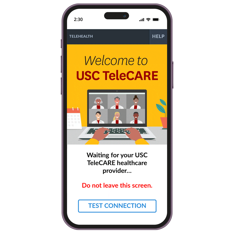 Animated welcome screen for virtual doctor visit