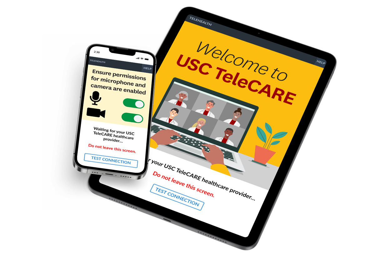 Screenshots of USC TeleCARE app