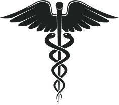 Medical symbol with wings, snake and a staff