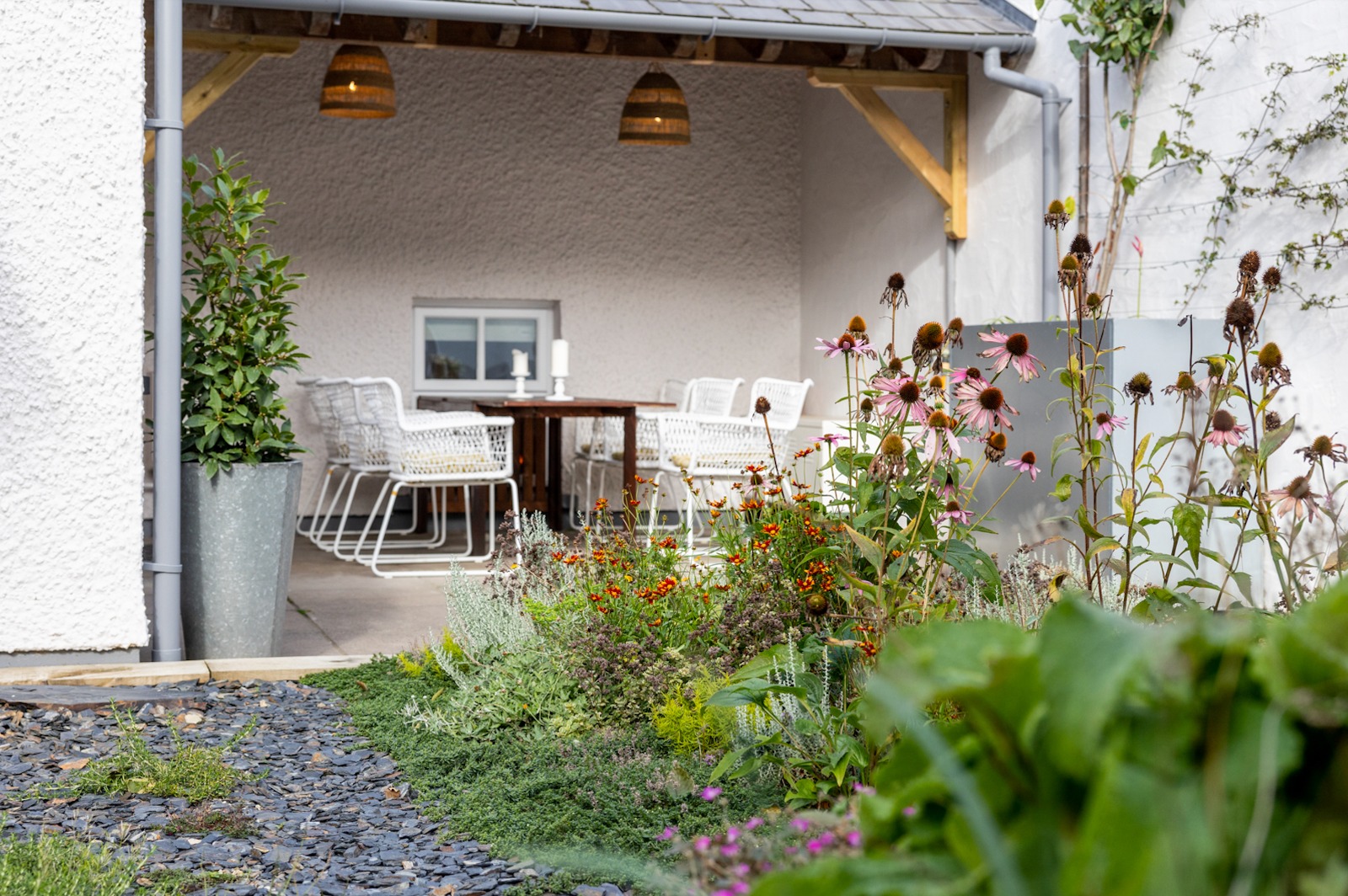 Undercover terrace with table and chairs