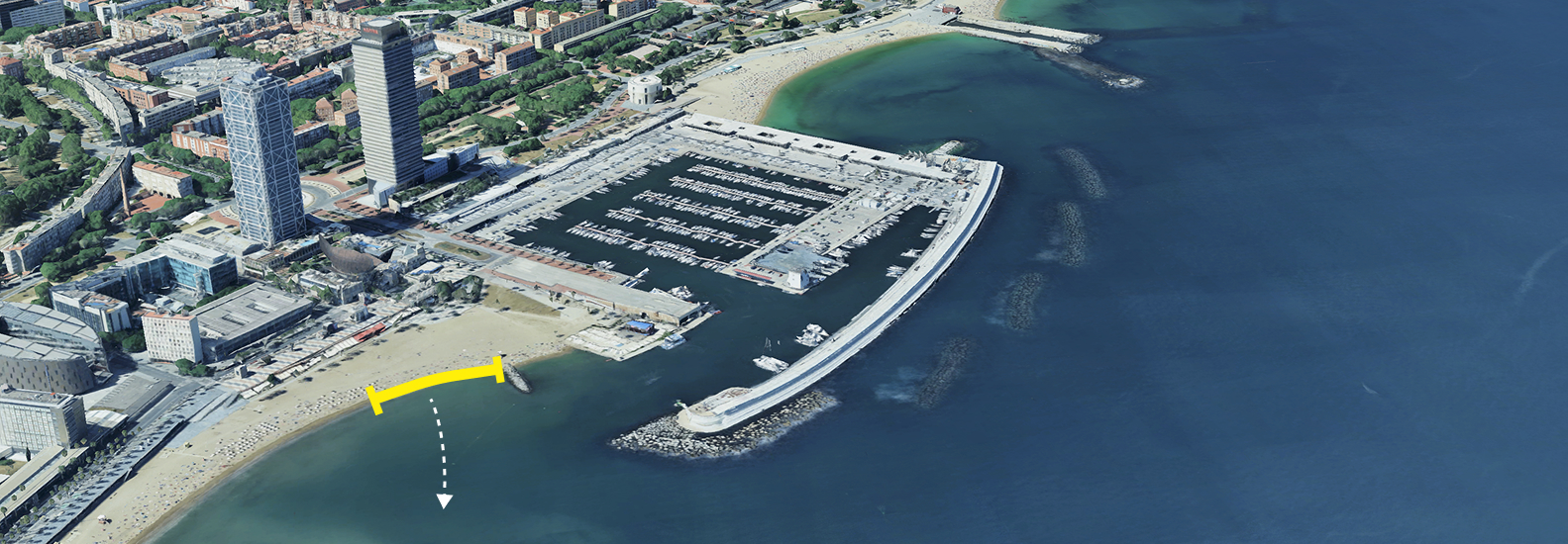 Start line of the Barcelona Paddle Race, Platja Somorrostro, Barcelona