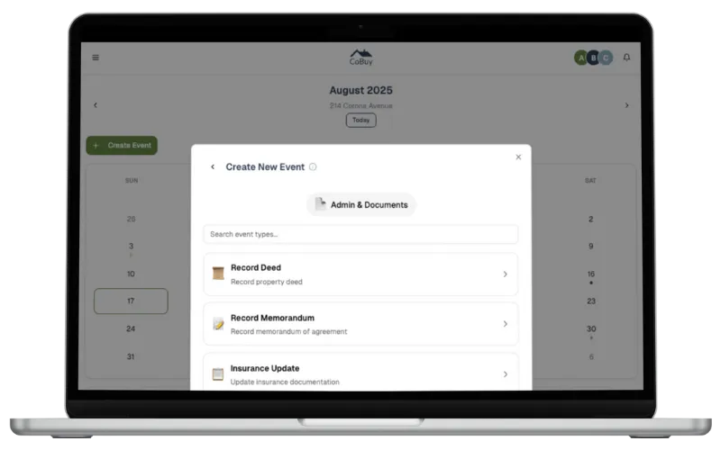 Event subtypes and documents in the Property Events Calendar