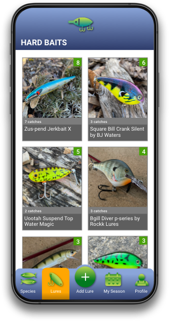 List of lures screen