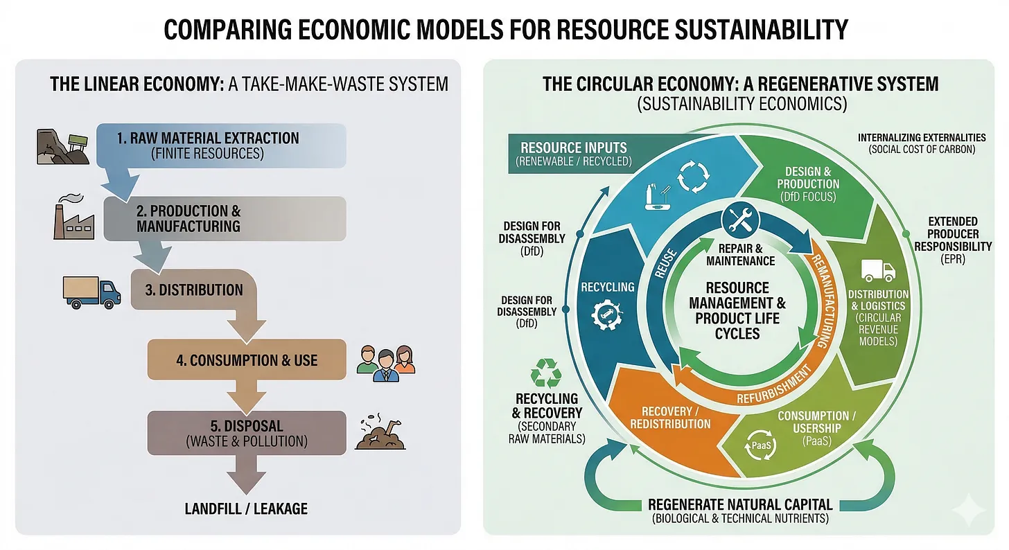 The prevailing global economic paradigm has long been predicated on a “linear” throughput model: Take, Make, Waste. However, as we navigate the fiscal and environmental realities of 2026, it is increasingly evident that the linear model is not merely unsustainable; it is economically unsustainable.