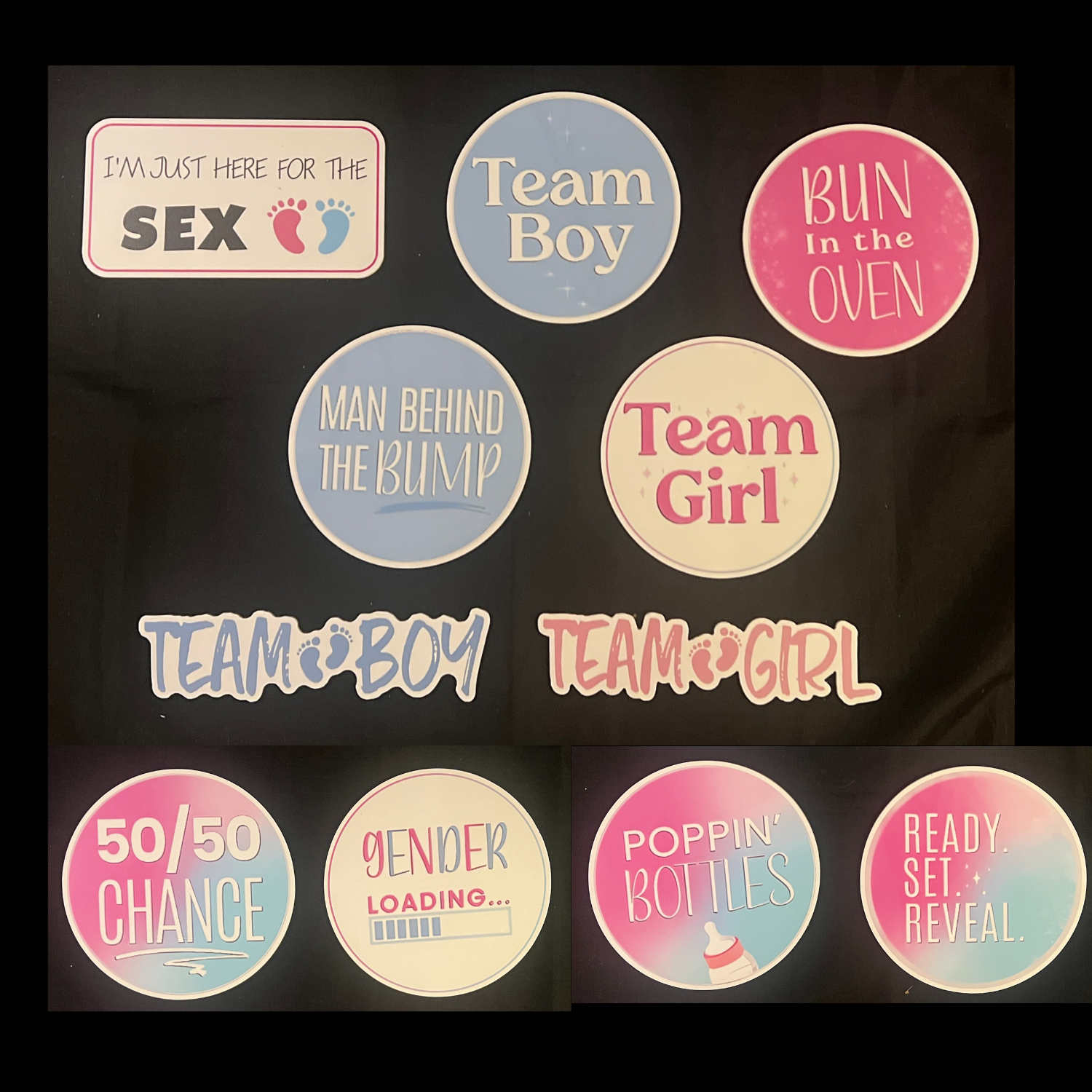 Modern black 2x6 wedding photo booth strip with three gold-bordered images and white serif text reading "JOHN & SHELBY", dated 04.10.24