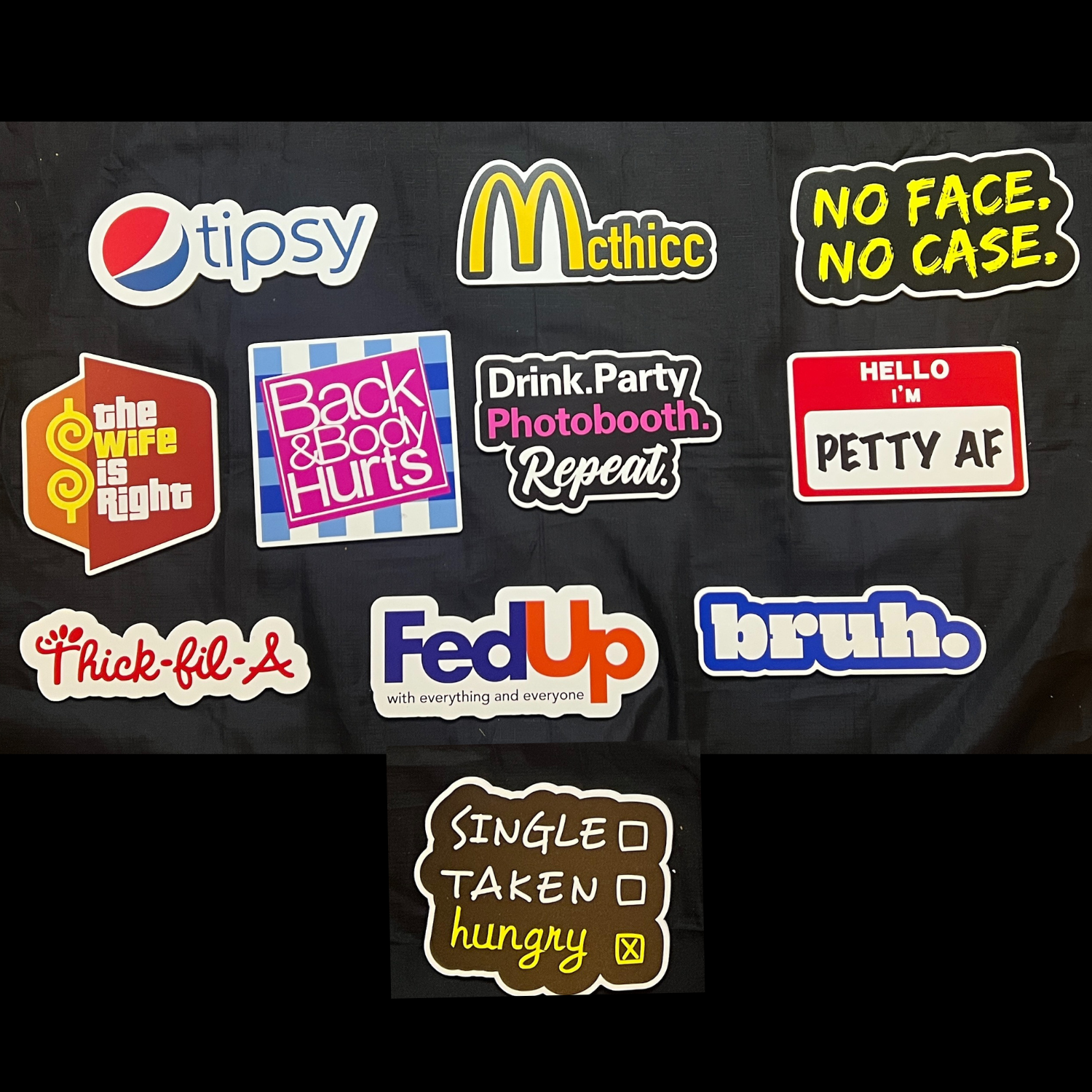 Minimalist 2x6 wedding photo booth strip with three gold-bordered photos, names Bobby and Camille, location Toronto, Ontario, and date 04.10.24 in modern black text