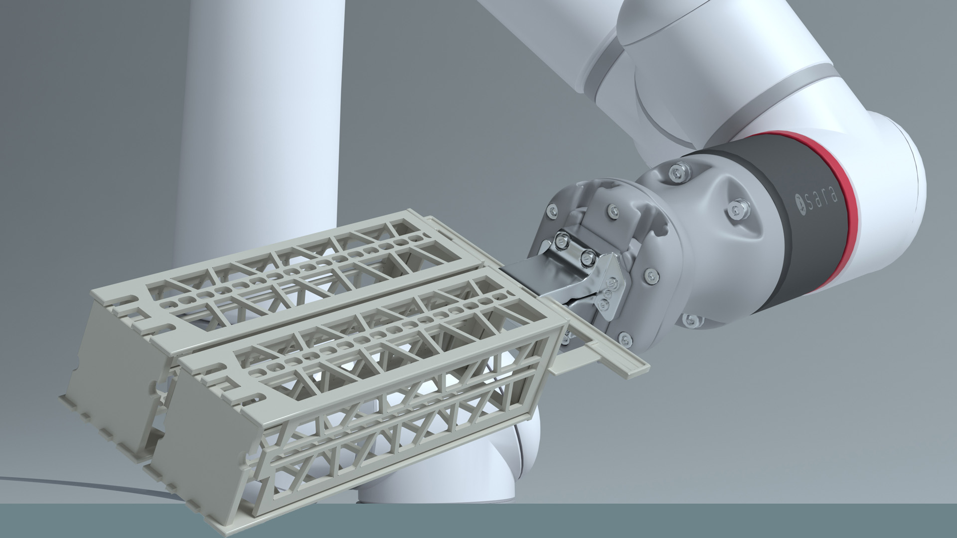 Close-up of several textured chromosomes floating in a dark blue background with light particles.