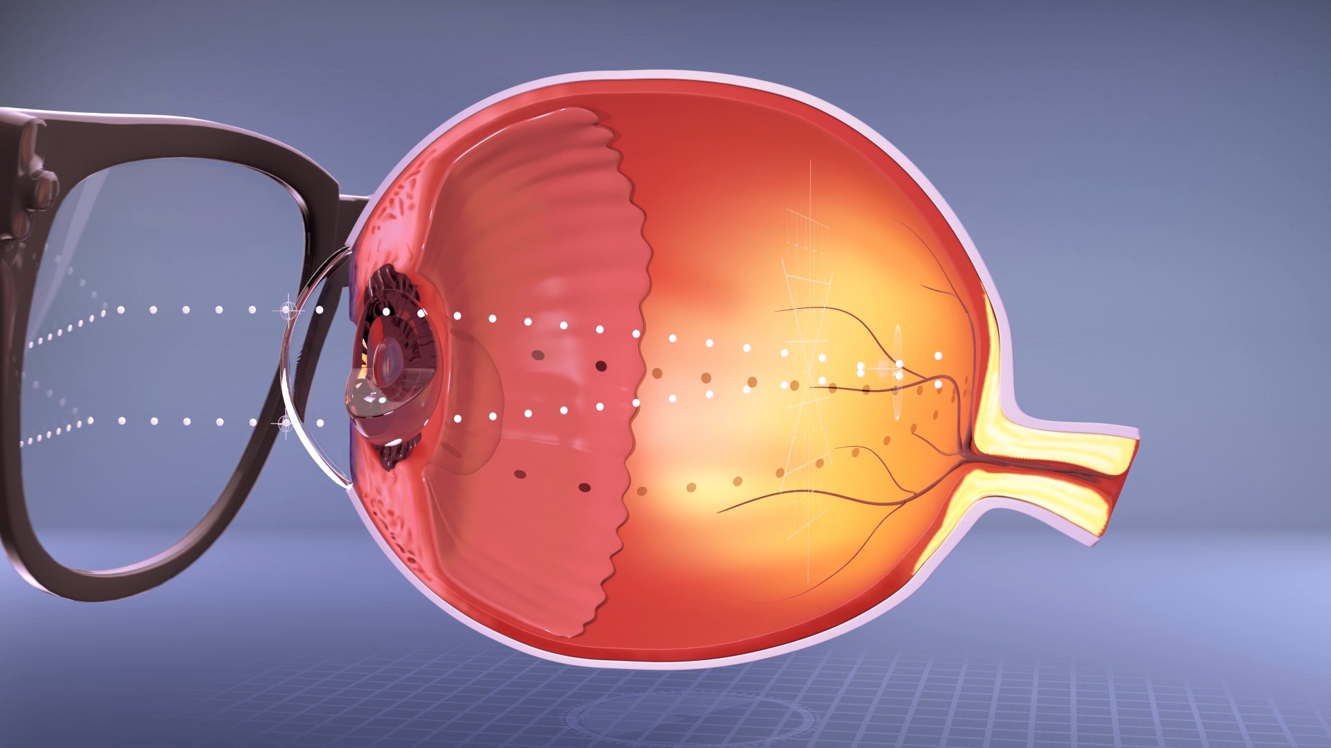 3D illustration of molecular structures, featuring clustered purple and blue spherical particles against a dark, blurred background.