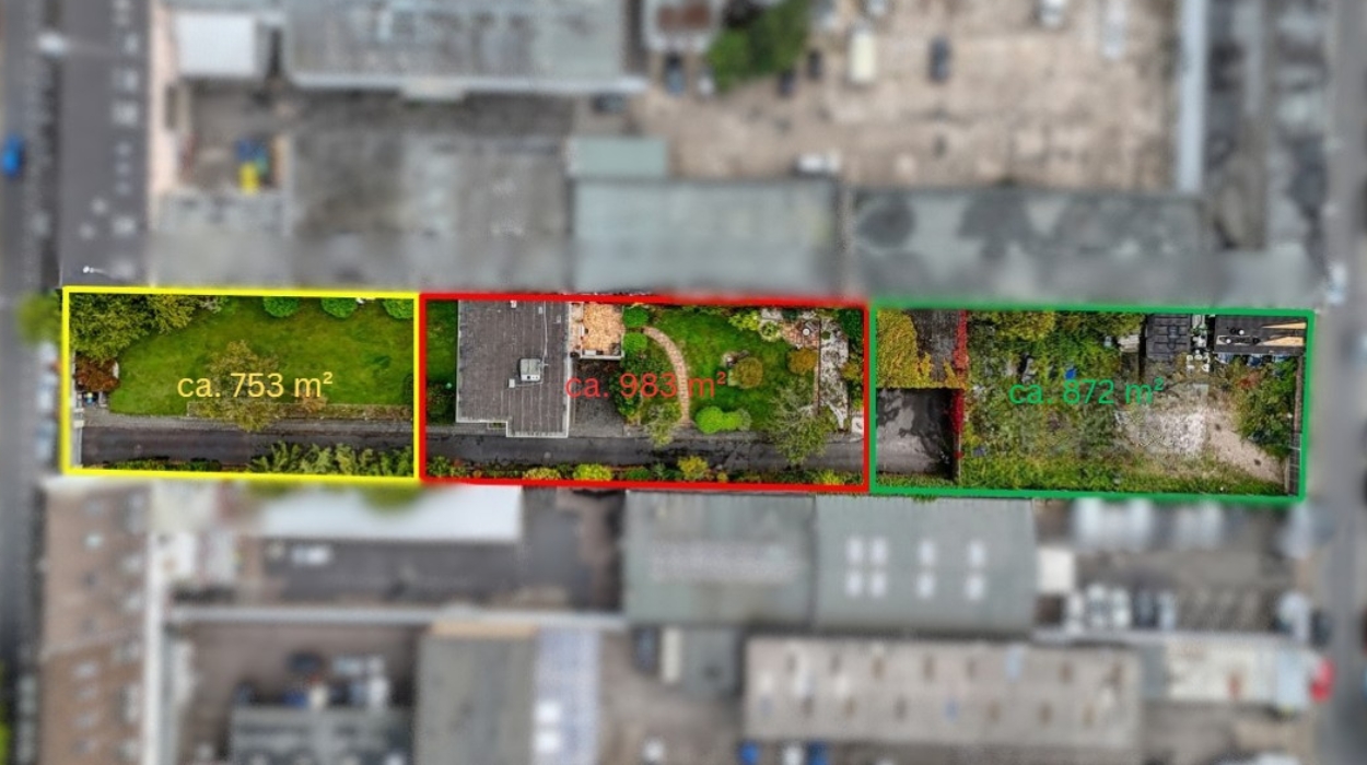 3 Baugrundstücke + Mehrfamilienhaus in der Kölner City