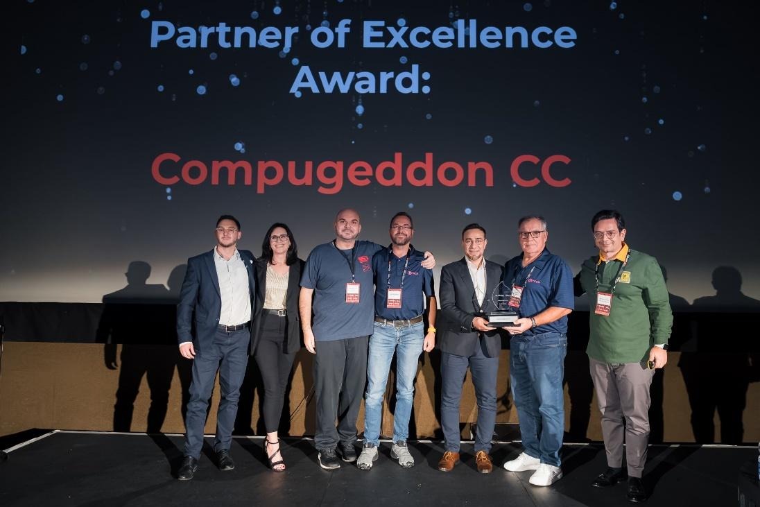 CGTech team receiving Palo Alto Networks Partner of Excellence award at cybersecurity industry event