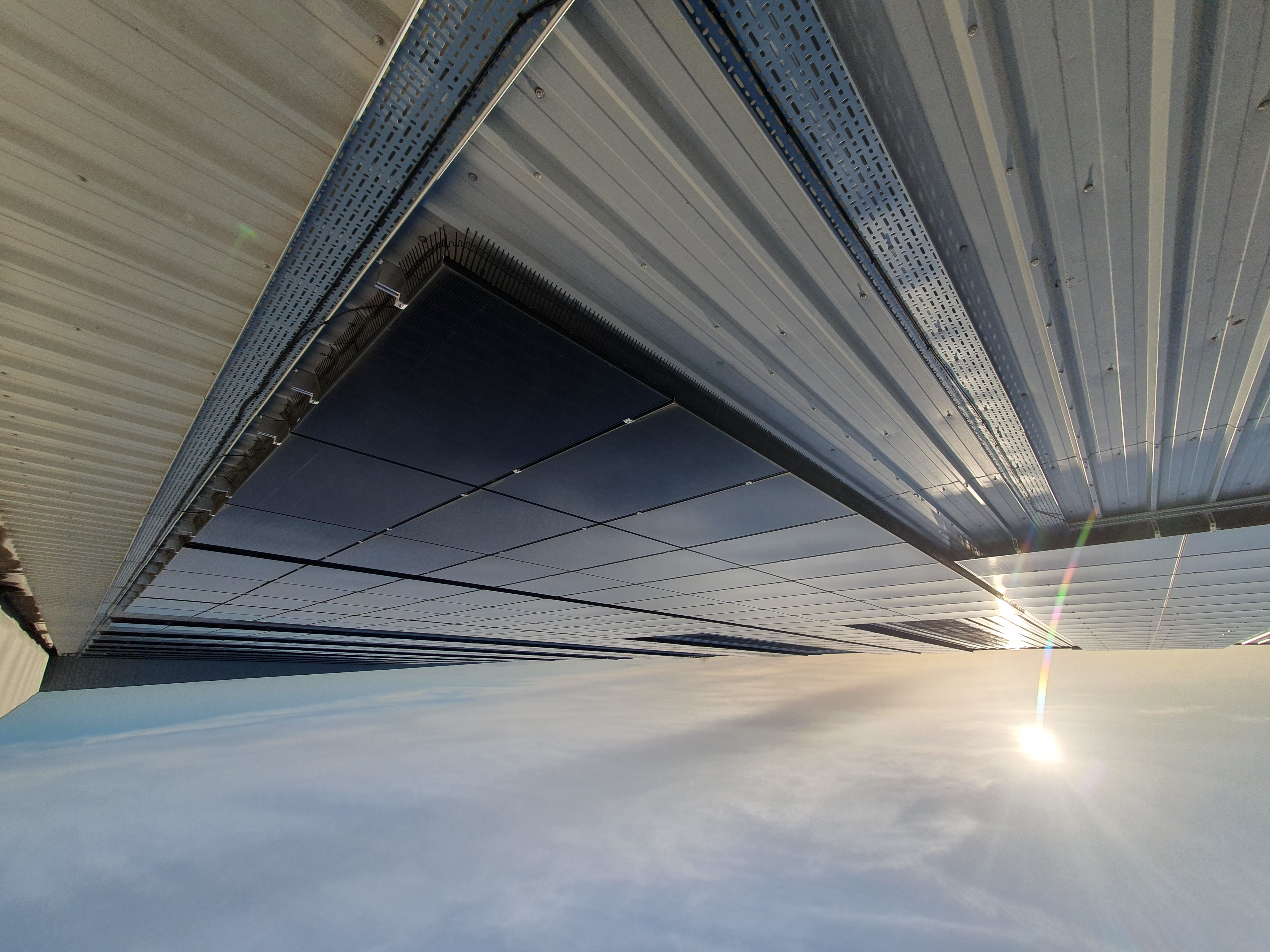 Solar panels on warehouse factory