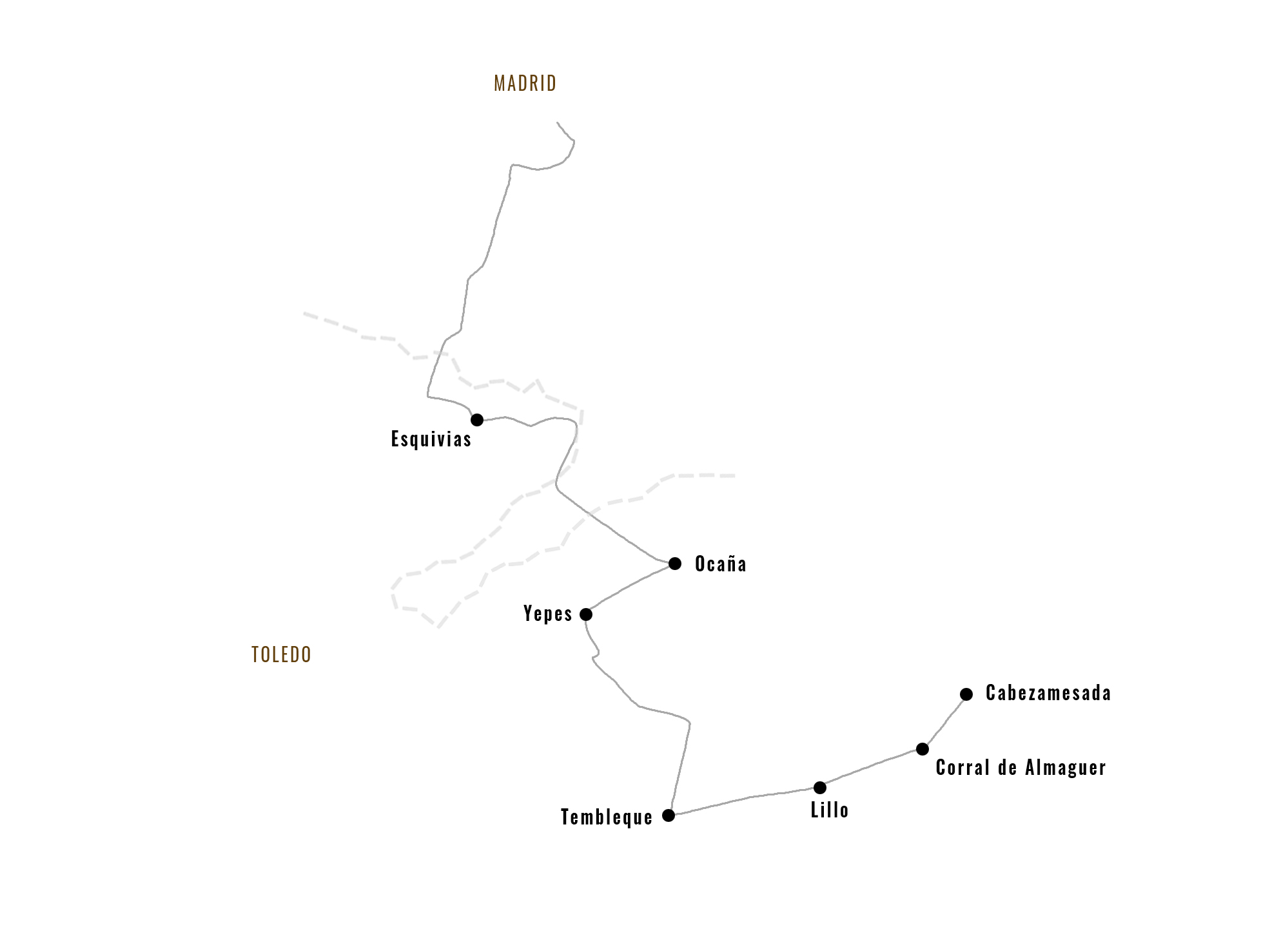Mapa de la segunda ruta, desde Madrid hasta Cabezamesada