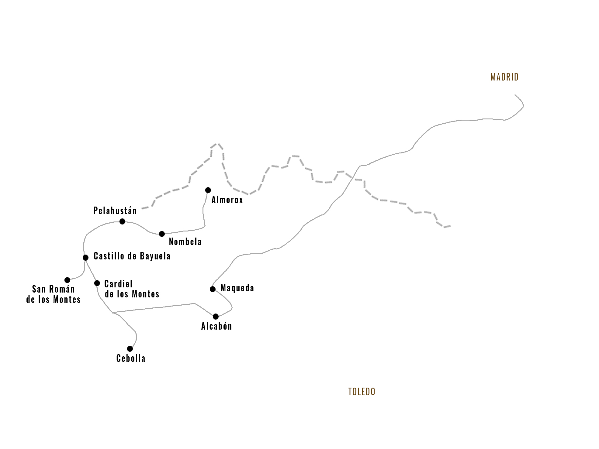 Mapa de la cuarta ruta, desde Madrid hasta Almorox