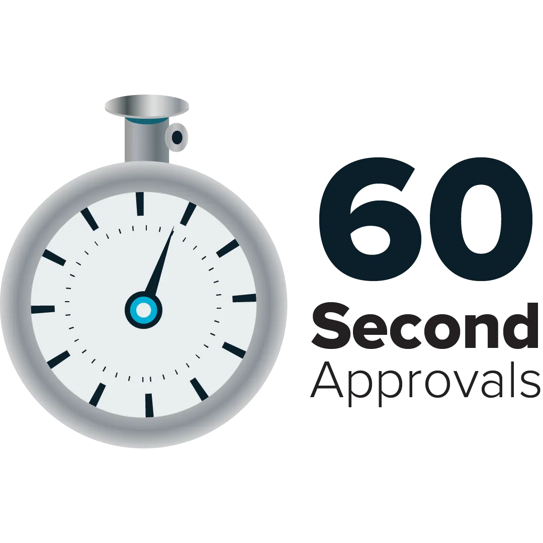 Ilustration of Stopwatch and 60second Approval