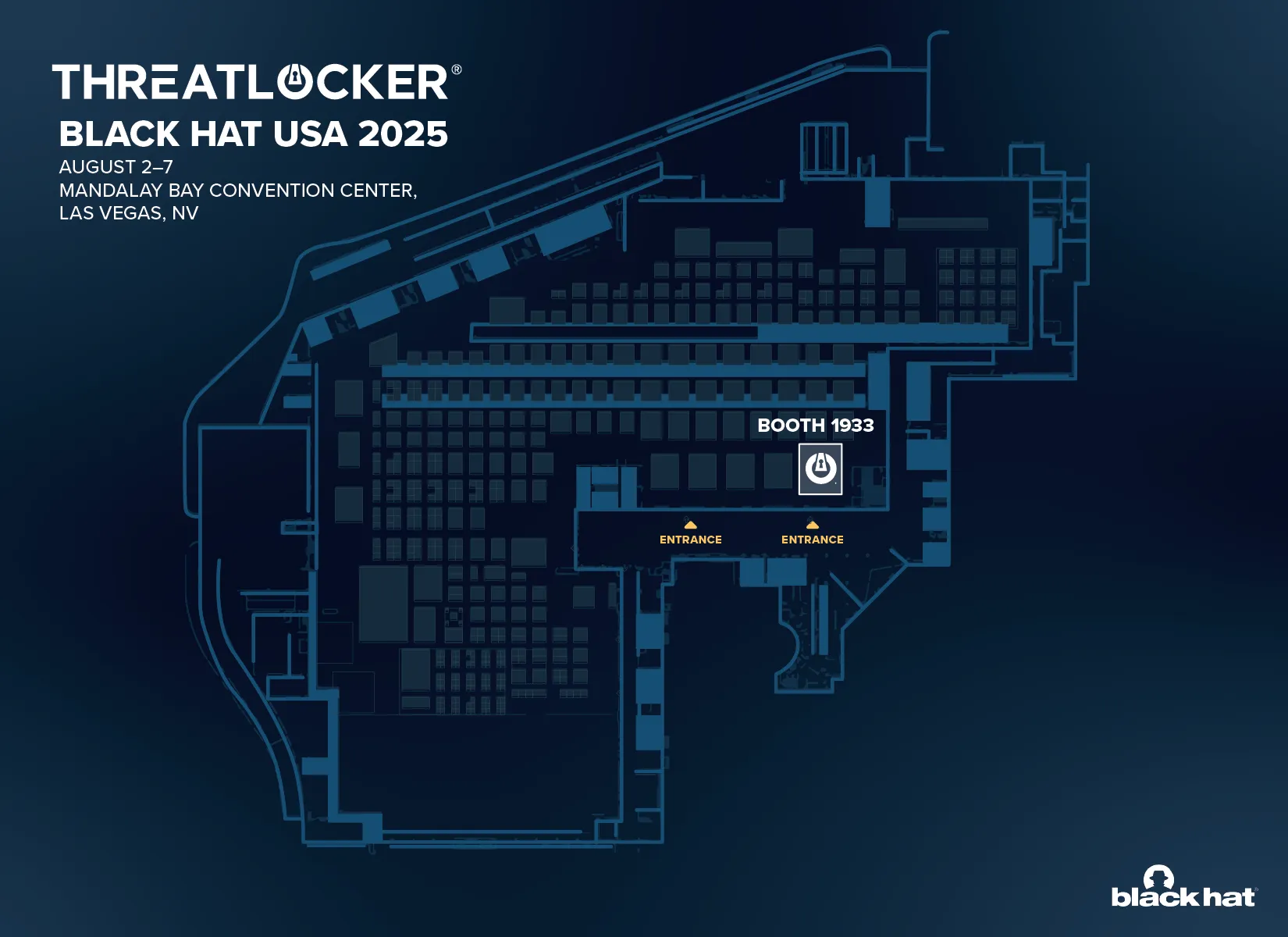 Map of Black Hat 2025 convention floor with ThreatLocker booth highlighted
