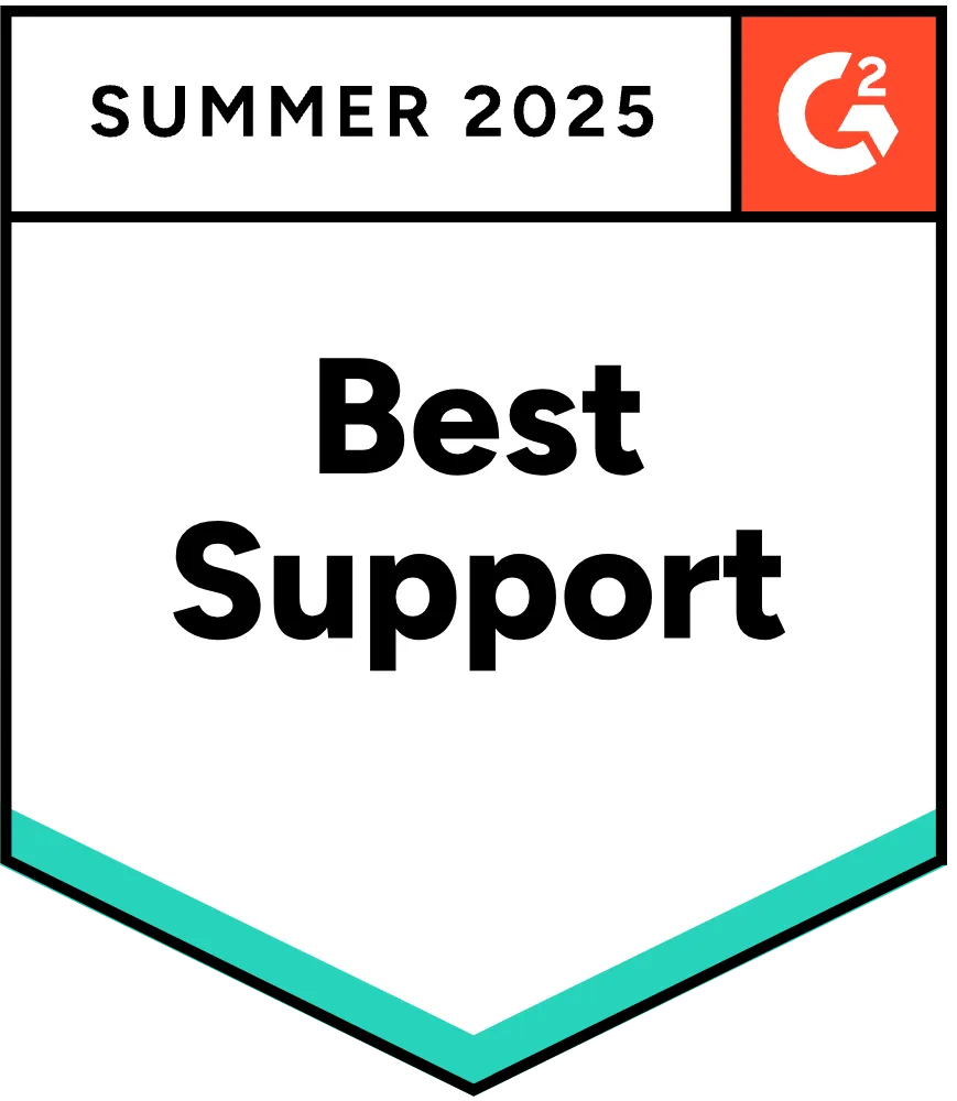 G2 Best Support Summer 2025 award badge