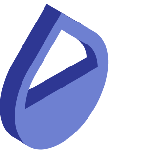 Blue abstract 3D geometric shape resembling an open loop with a triangular cutout.