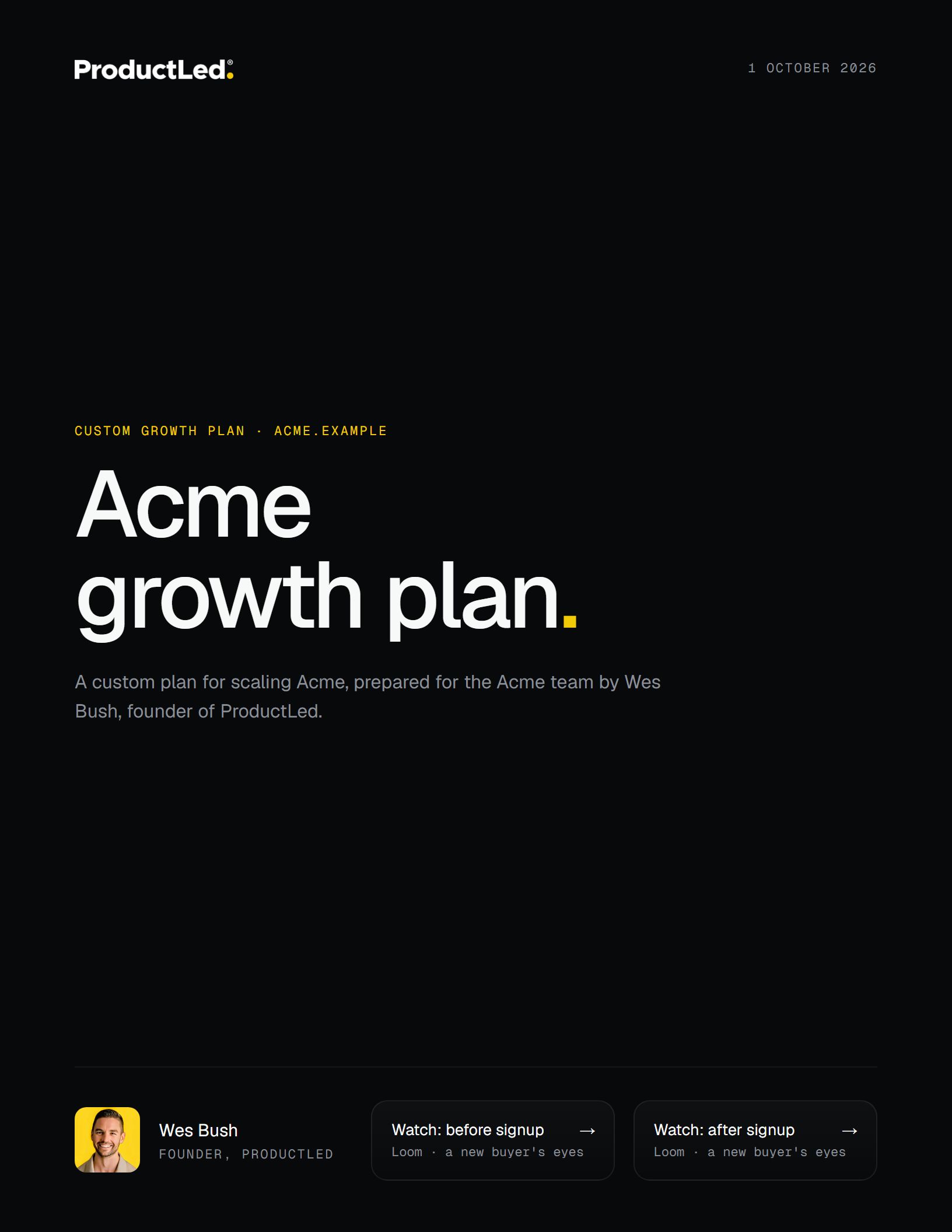 Example plan page 1: The plan