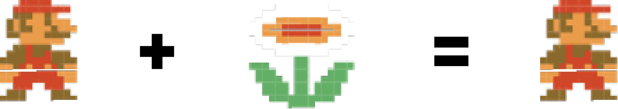 Scenario 2: small Mario plus a fire flower equals the same small Mario, nothing gained