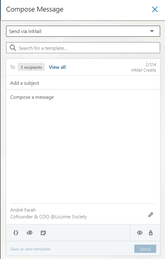 Inmail messaging in LinkedIn recruiter