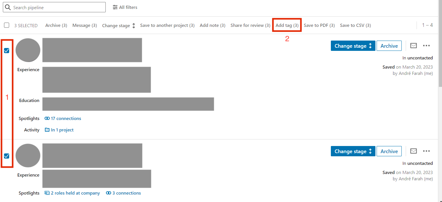 How to add a tag to multiple candidate's profiles in LinkedIn Recruiter RPS and Corporate