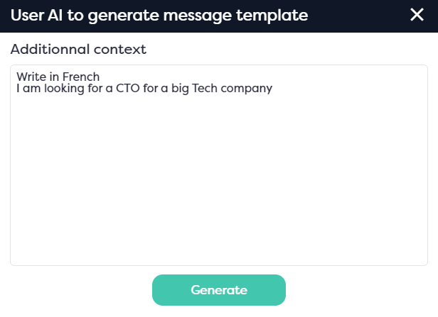 Instructions de l'IA pour générer un message