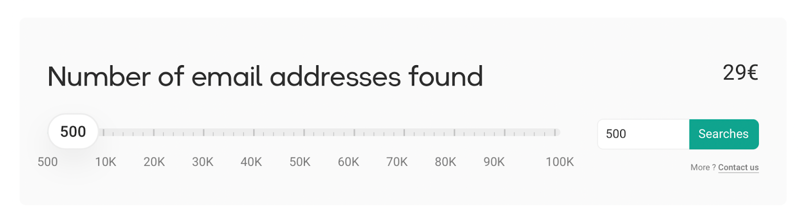 Outil de recherche d'adresses e-mail avec indicateur de 500 recherches