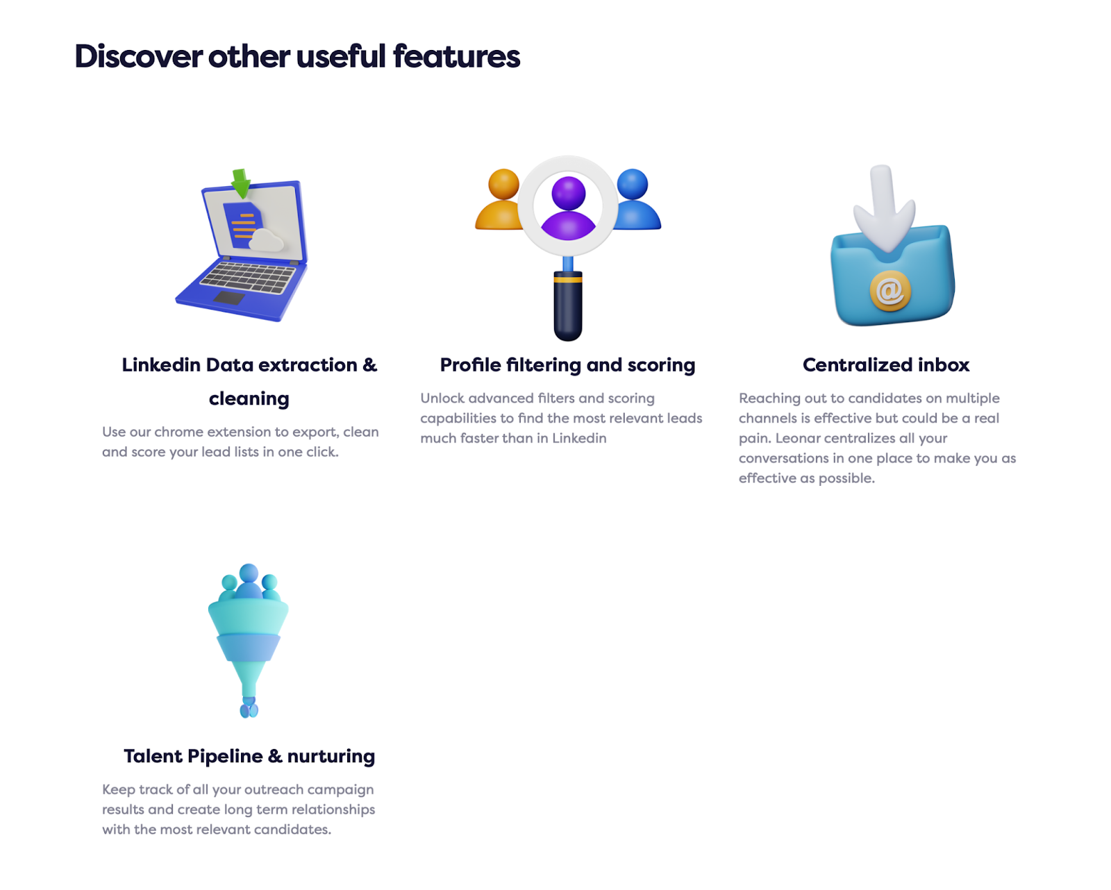 Graphic showing LinkedIn data tools for recruitment and candidate management