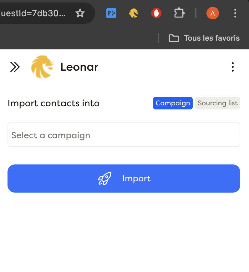 Interface Leonar pour importer des contacts dans une campagne marketing