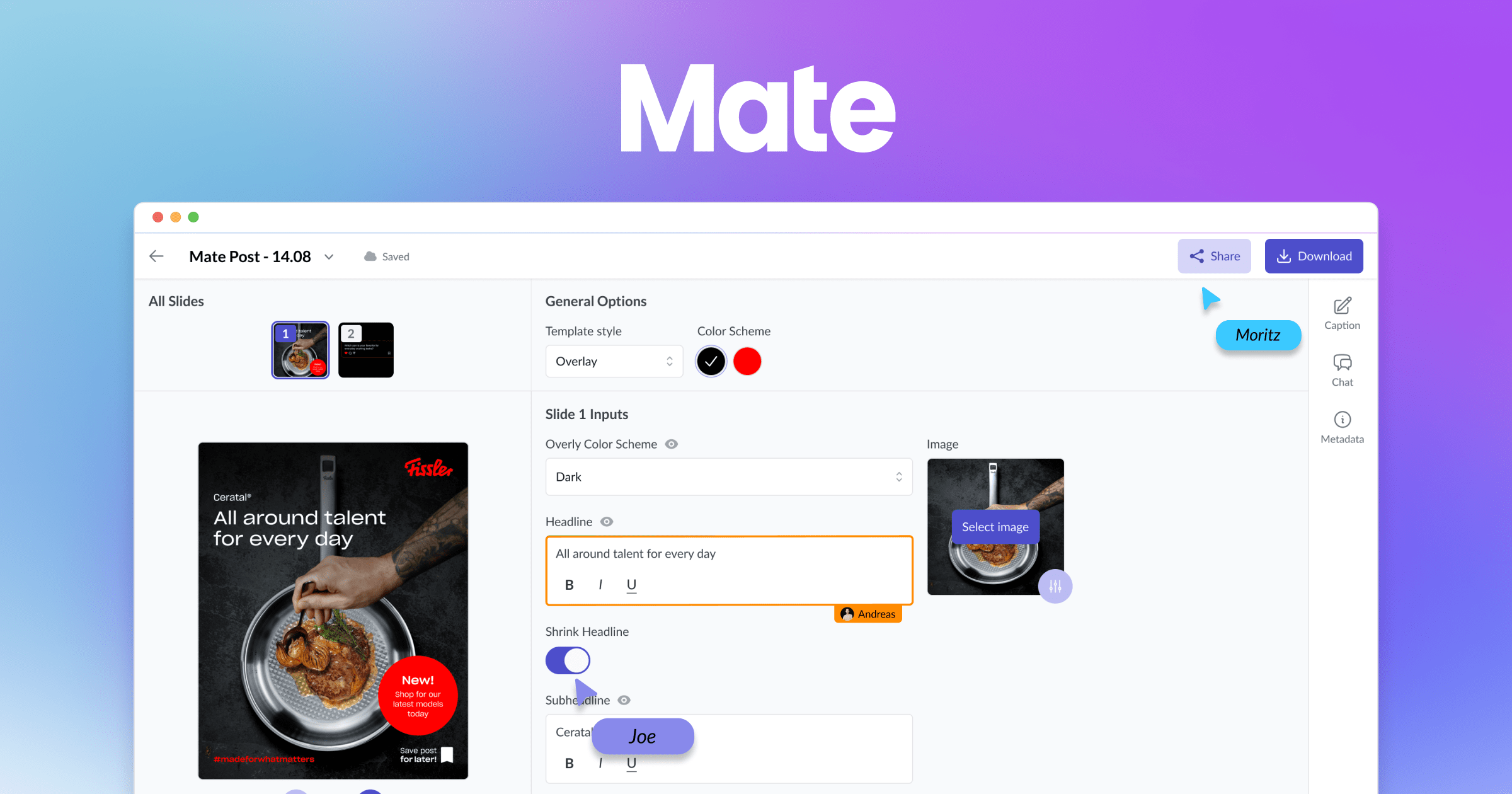 Mates Software Interface Mate | Die erste no-design Creation Software
