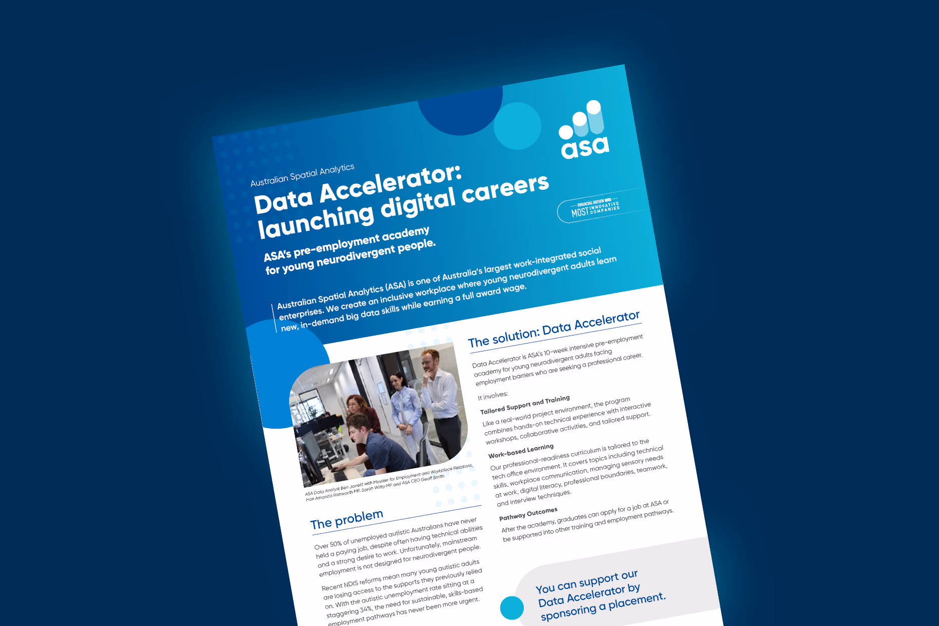 Flyer for ASA's Data Accelerator launching digital careers for young neurodivergent people.