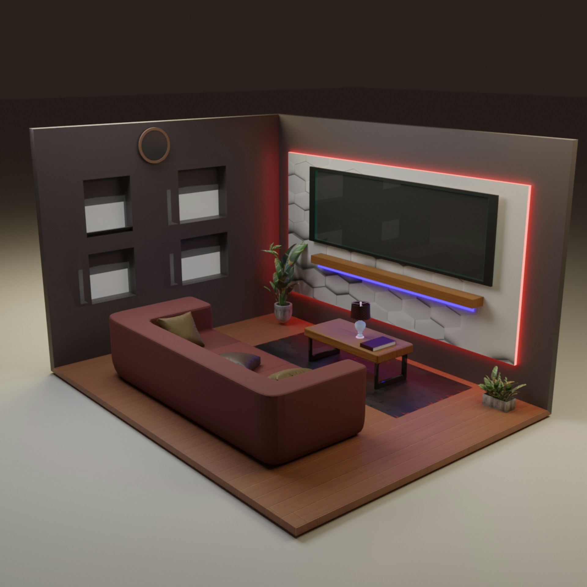 3D-Bild eines Wohnzimmers