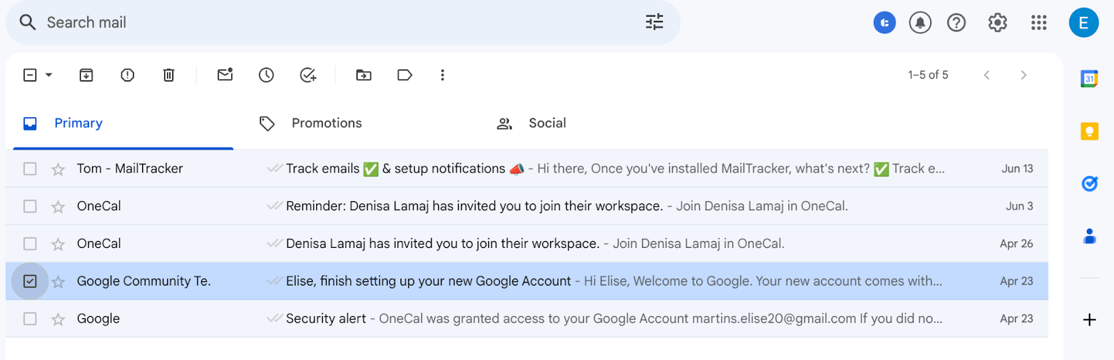 select email on gmail