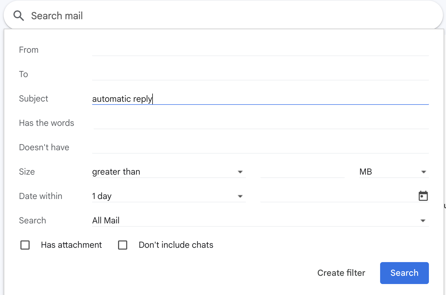 Filter Out Automatic Responses gmail