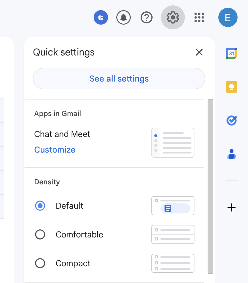 see all settings on gmail