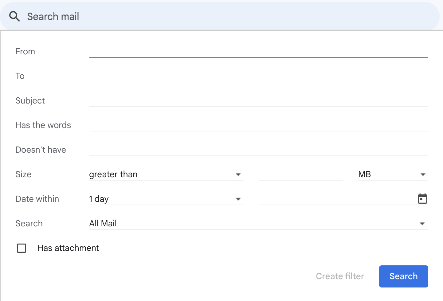 Create filter in Gmail