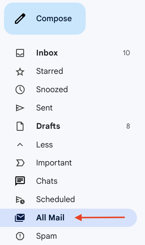 All mail gmail