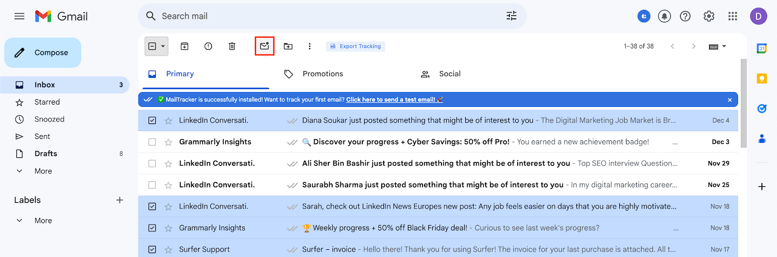 mark email as unread in gmail on desktop