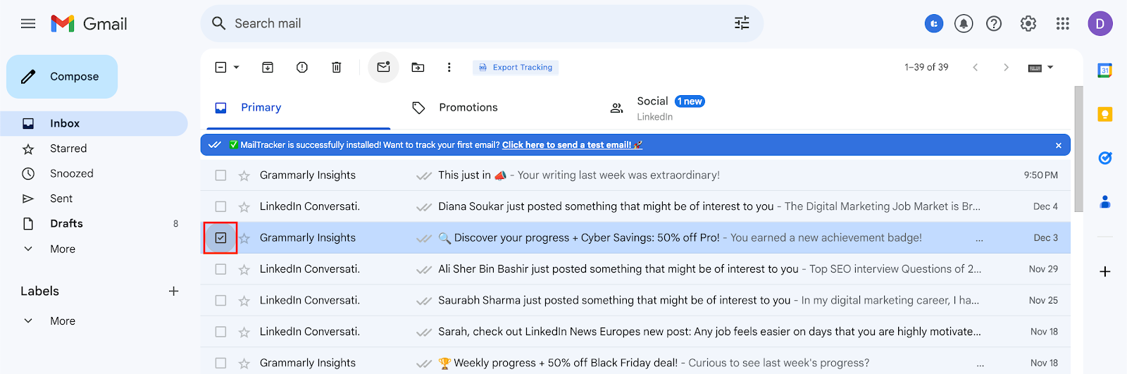 mark email as unread in gmail on desktop