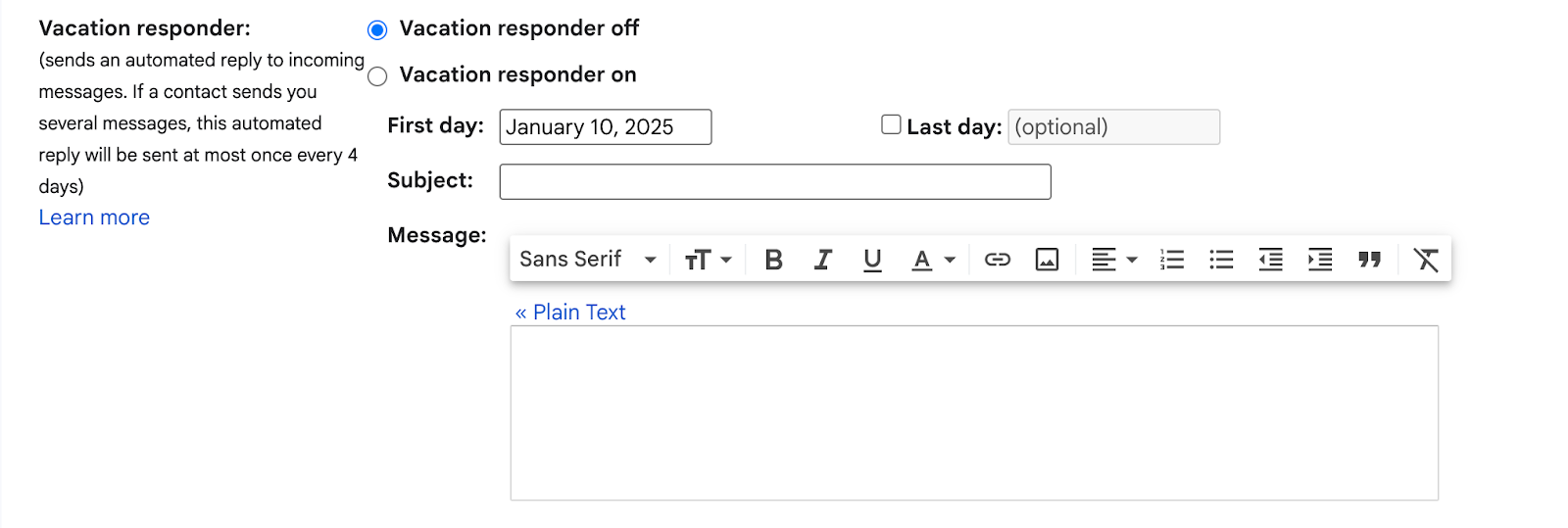 vacation responder gmail